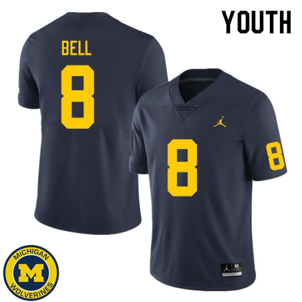 Youth Michigan Wolverines #8 Ronnie Bell Navy Official Game Football Jersey